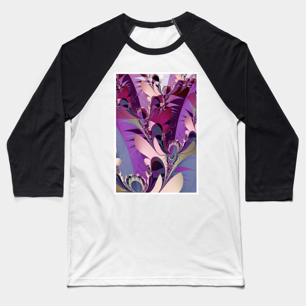 Pink and purple abstract floral design Baseball T-Shirt by pinkal